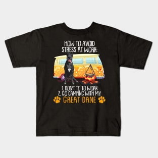 Camping With Great Dane To Avoid Stress Kids T-Shirt